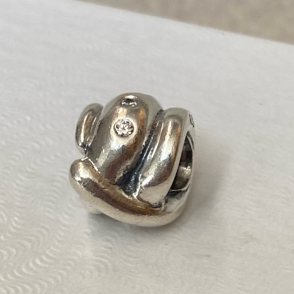 pandora champagne love knot / swirl charm with crystals - Picture 3 of 7